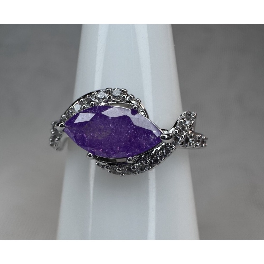Bomb Party Dreaming Of You Ring RG86099 Lavender Ice Crystal Rhodium Size 5